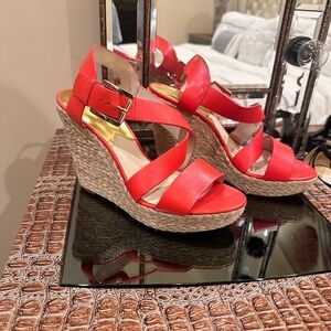Michael Kors Red Wedge Sandals